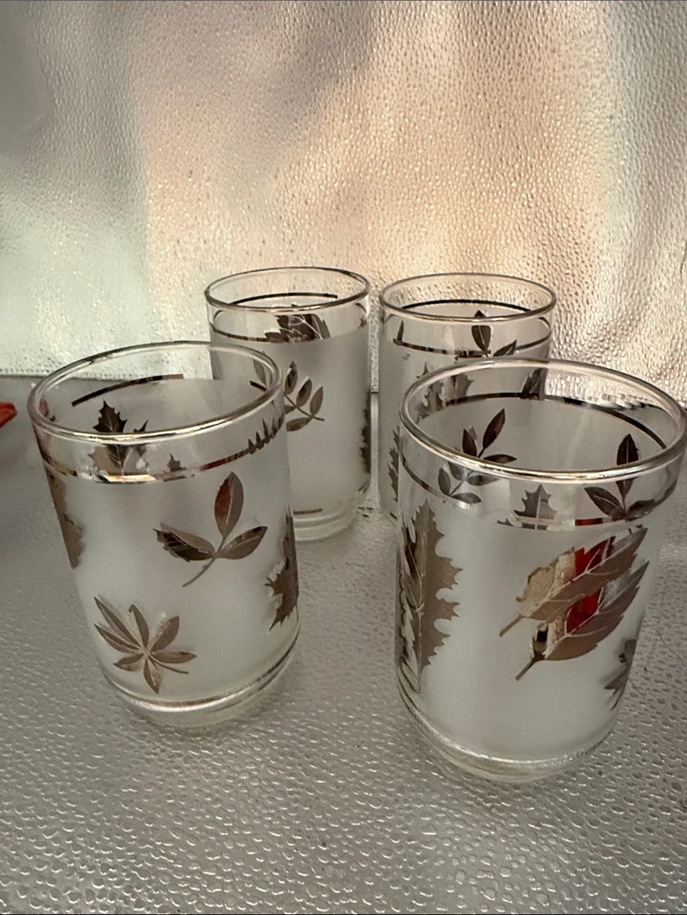 Vintage Libbey Silver Leaf Frosted MCM set of 4